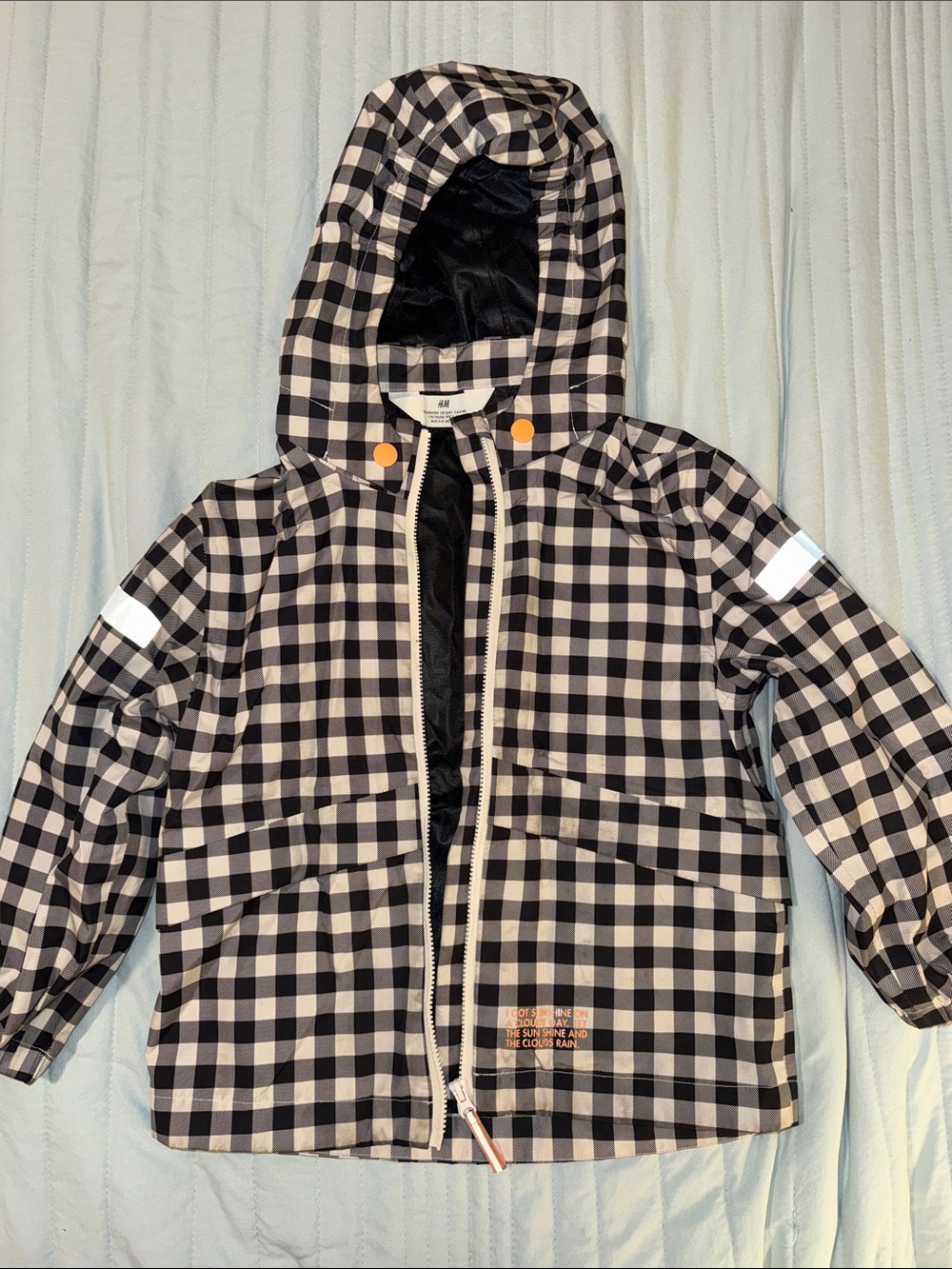 Lightweight Checked Windbreaker Raincoat with Detachable Hood